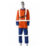 Two Tone Navy Blue Orange Anti Arc Flash Fire Retardant Suit Reflective For Road