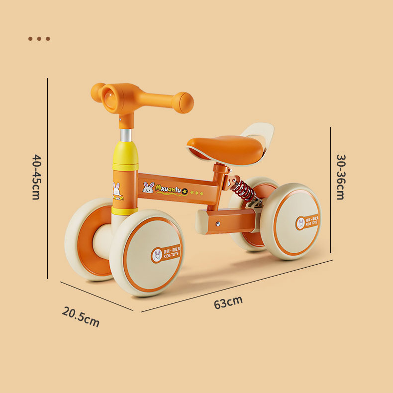 Four Wheel Children's Stroller Handcart Learning Toy Push Bicycle with Metal Frame