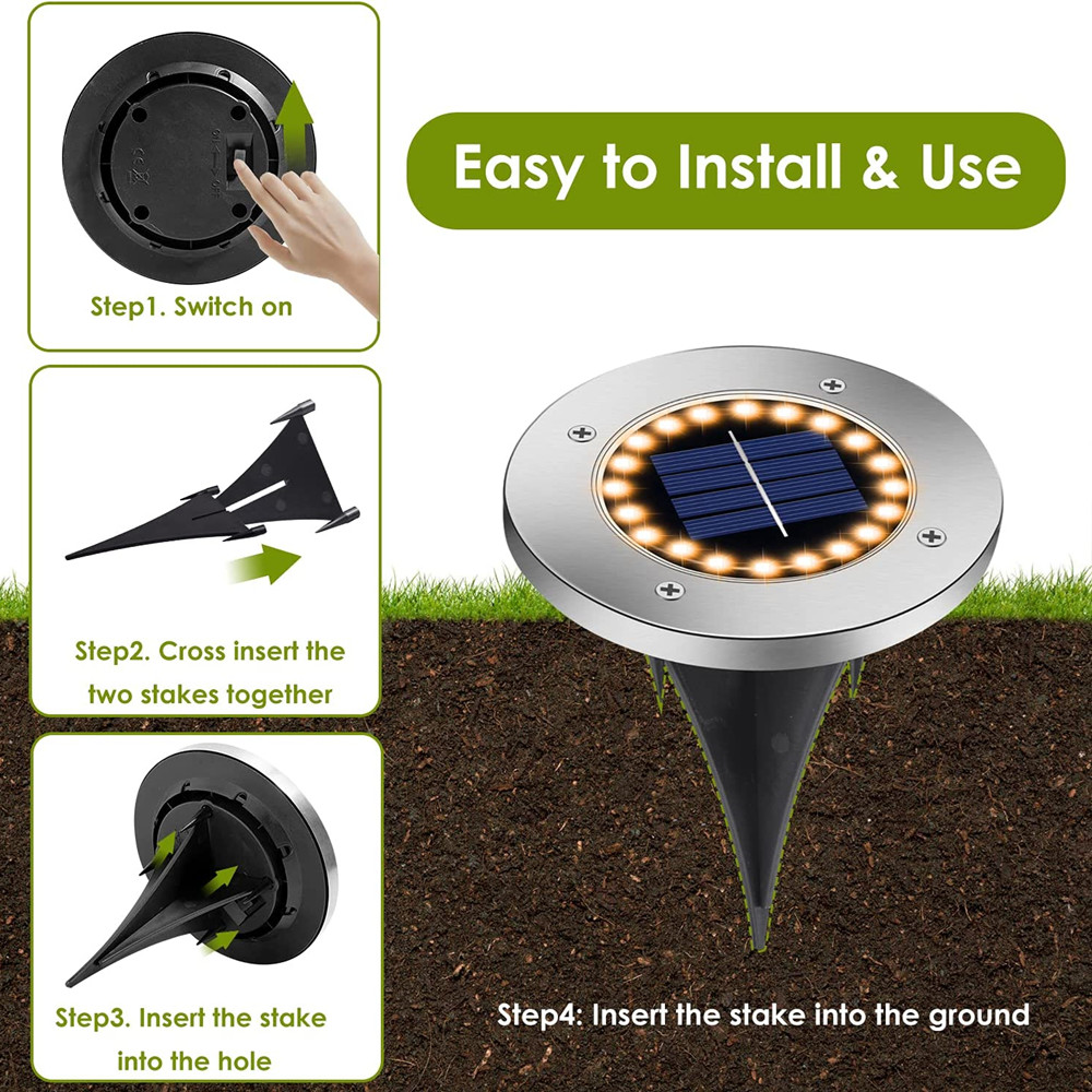 Garden LED Solar Powered Lights IP65 0.5W Solar Pathway Lights