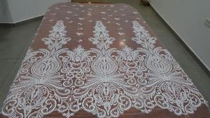 Wholesale Embroidered Guipure Beaded Lace Fabric Polyester On Nylon Mesh With Flower from china suppliers