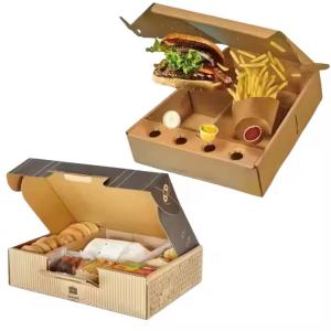 Wholesale Custom Printed Fast Food Boxes Disposable Food-Grade Containers for Hamburger Takeaway from china suppliers