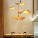 Chinese Hand Knitted Bamboo Pendant Lights Weaving Hanging Lamp Garden Restauran