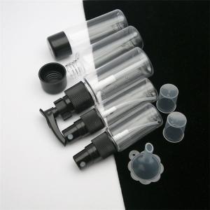Wholesale Cosmetic 7pcs Clear Travel Bottle Set Black Cap With Plastic Travel Bag from china suppliers