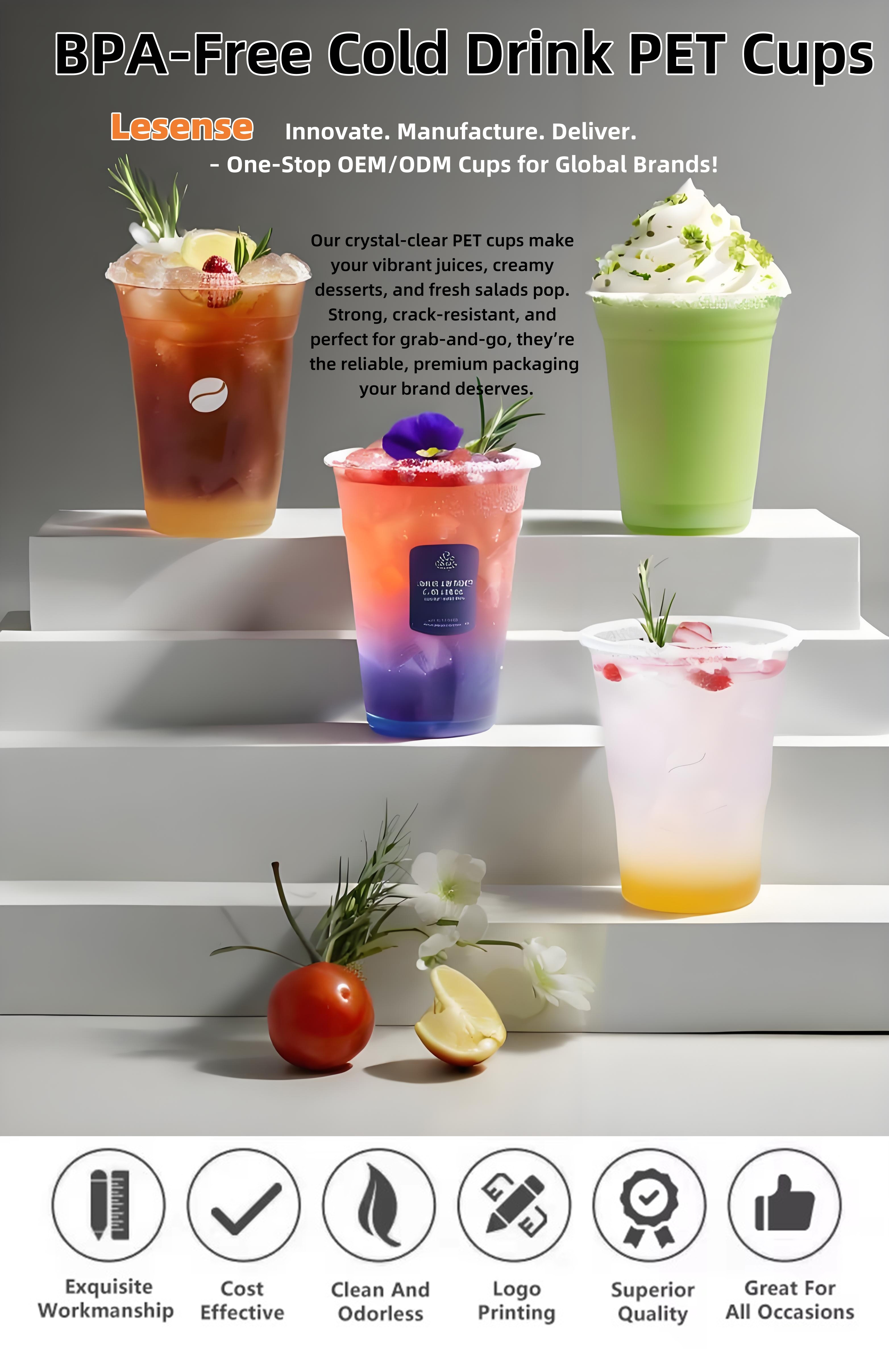 Personalized Disposable Clear Plastic Cup with Dome Lid PET Ice Cream Plastic Cold Drink Cups