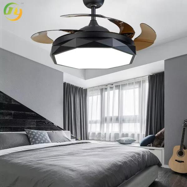 Modern Simple Living Room Bedroom Dining Room Ceiling Fan Light With LED