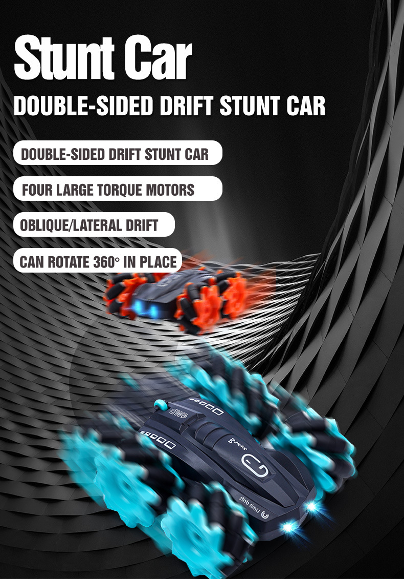 2.4G Stunt RC Cars Double Sided Drift Remote Control Car for Children's Electric Toys