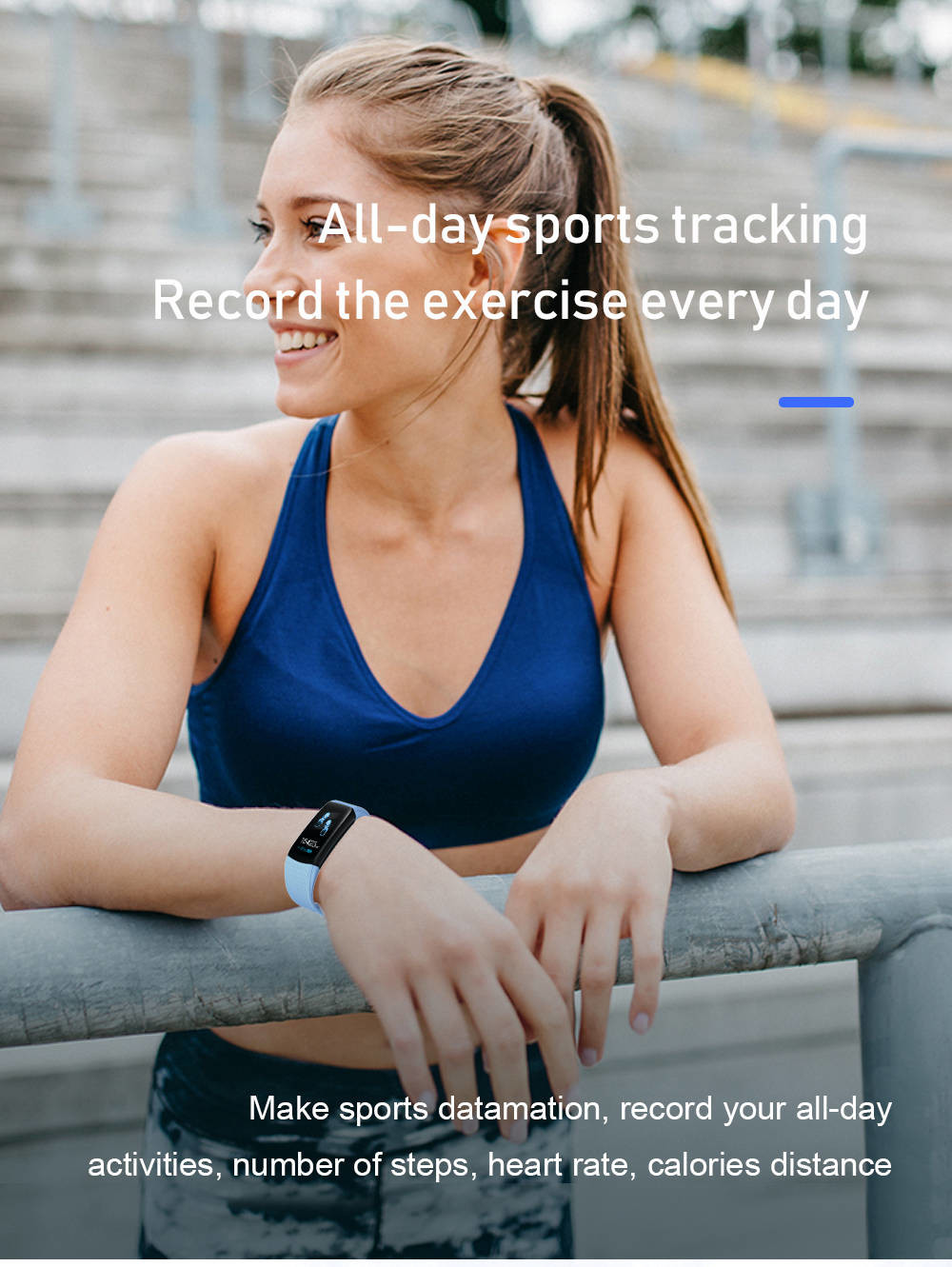 Calorie Monitoring Wristband Fitness Tracker Weather Temperature Sports Sharing