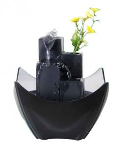 China Black Tiered Battery Operated Resin Garden Fountains With Flower Pot on sale