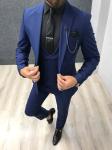 Navy Blue Custom Mens 3 Piece Tuxedo Suit For Groom'S Wedding