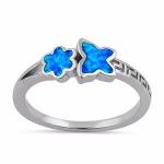 925 With Sterling Silver High Quality Blue Opal Greek White Lab Opal Engagenent
