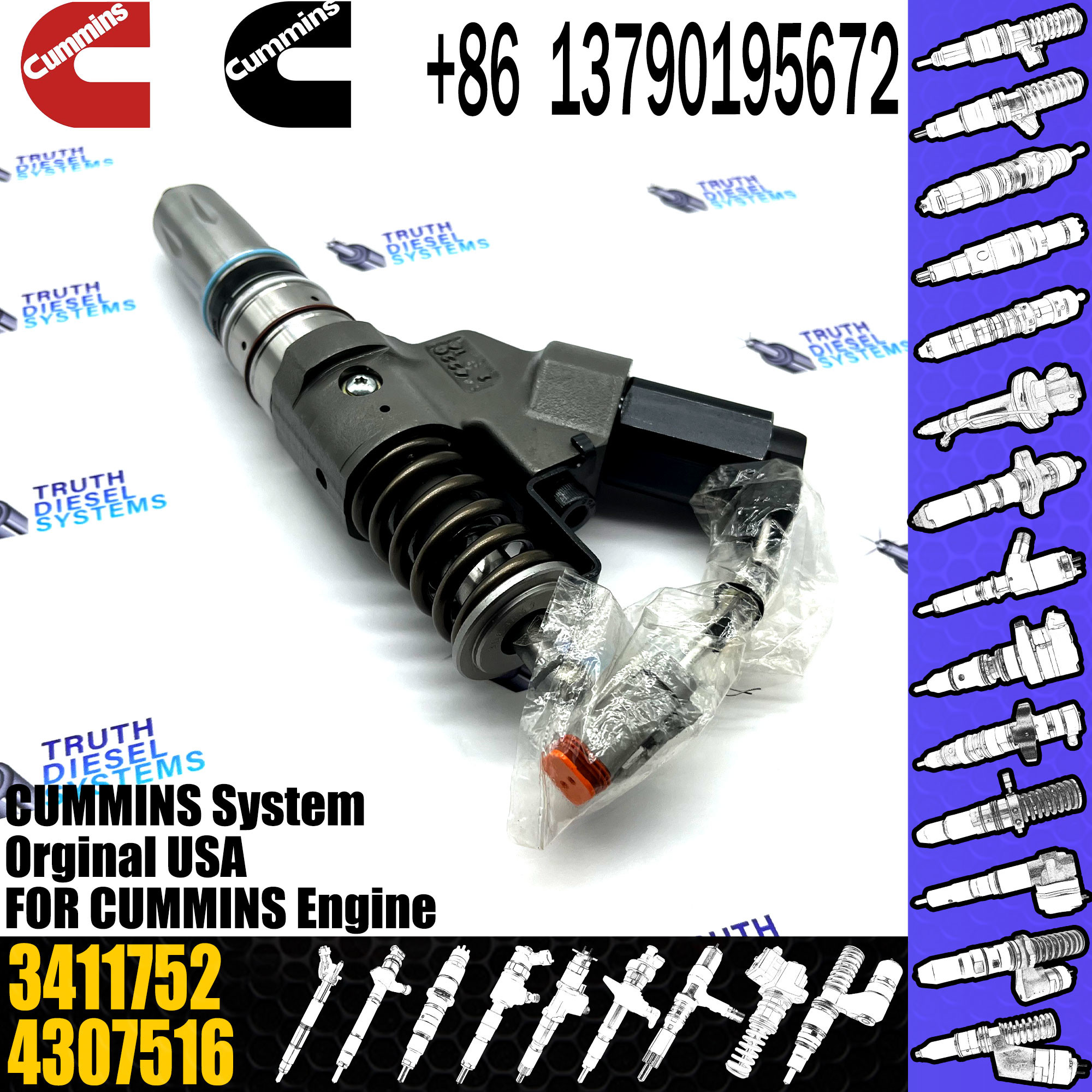 Diesel Fuel Injector common rail injector CUM-MINS M11 3411761 4903084 4061851 4902921 3411752 3411753 3411756