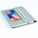 Luxury Business PU Leather Wireless Charging Notebook Customized Logo