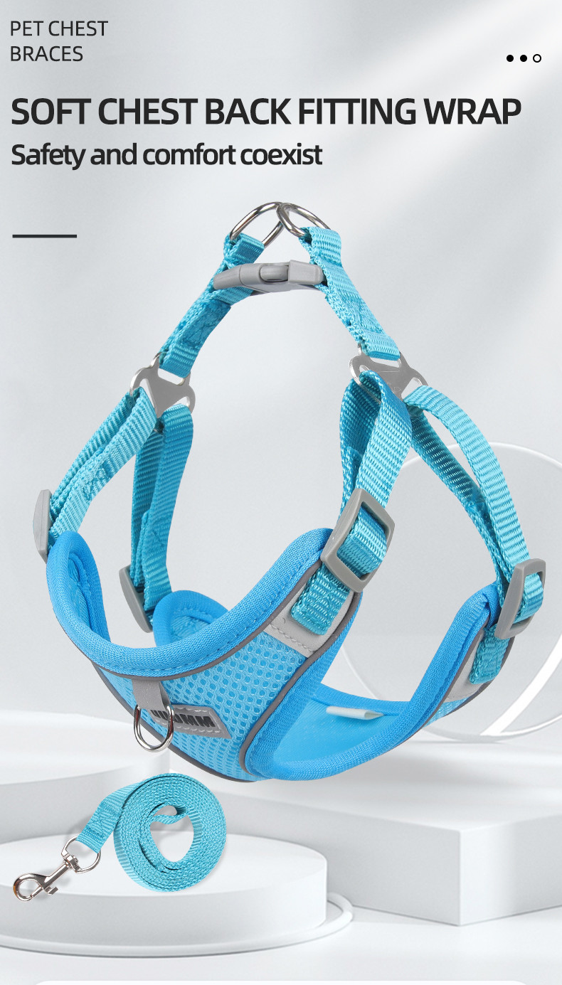 Pet Reflective Adjustable Harness Dog Breathable Mesh Harness And Leash Set