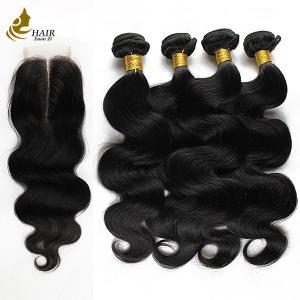 Wholesale Real Remy Human Hair Extensions Peruvian Curly Bundles With Closure from china suppliers