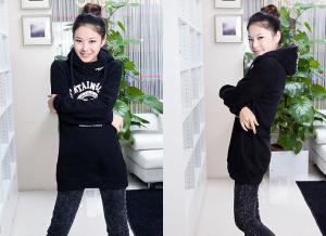Wholesale Girls / Ladies Hooded Sweatshirts , Black / Yellow / White Cotton from china suppliers