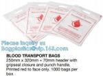 Blood Transport Bags, First Aid Bag Pac Pre-Printed Poly Bags For Disposing