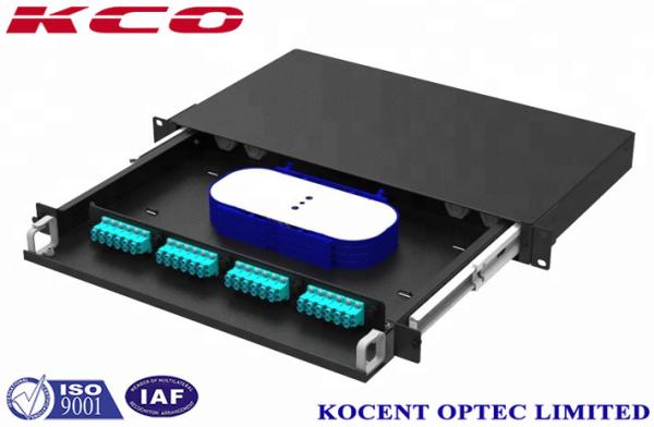 48 Port LC OM4 Fiber Optic Rack Mount Patch Panels Type 1U Metalic Black Steel
