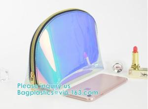 Wholesale Custom Laser holographic hologram sewing pvc bag pvc cosmetic makeup bag,Women's Metallic Silver Iridescent Holographic from china suppliers