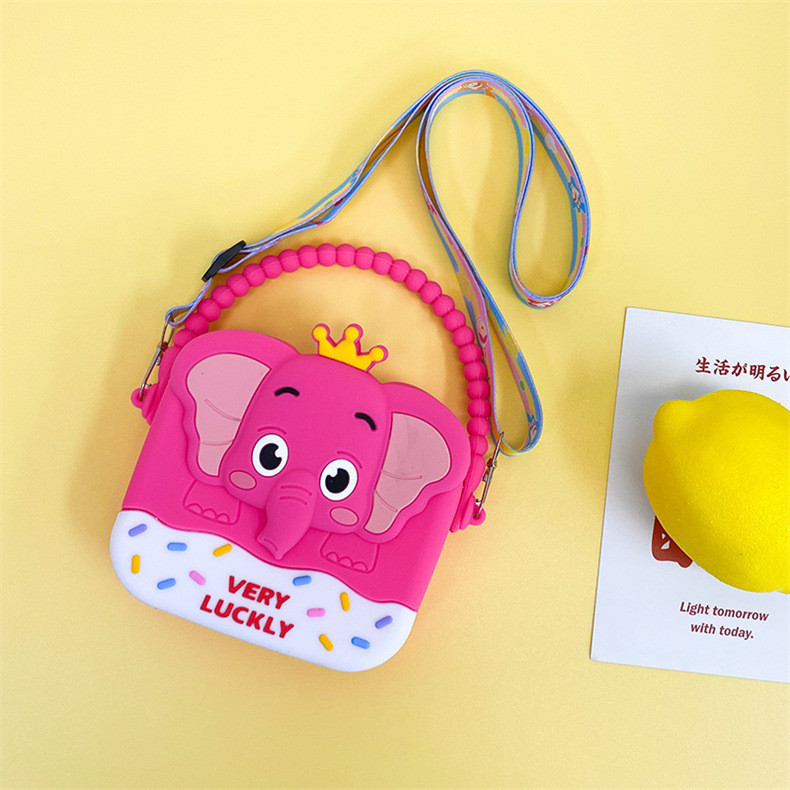 Elephant Little Girls Crossbody Purses With Chain Strap Silicone Resin Toddler Handbag Mini Casual Messenger ShoulderBag