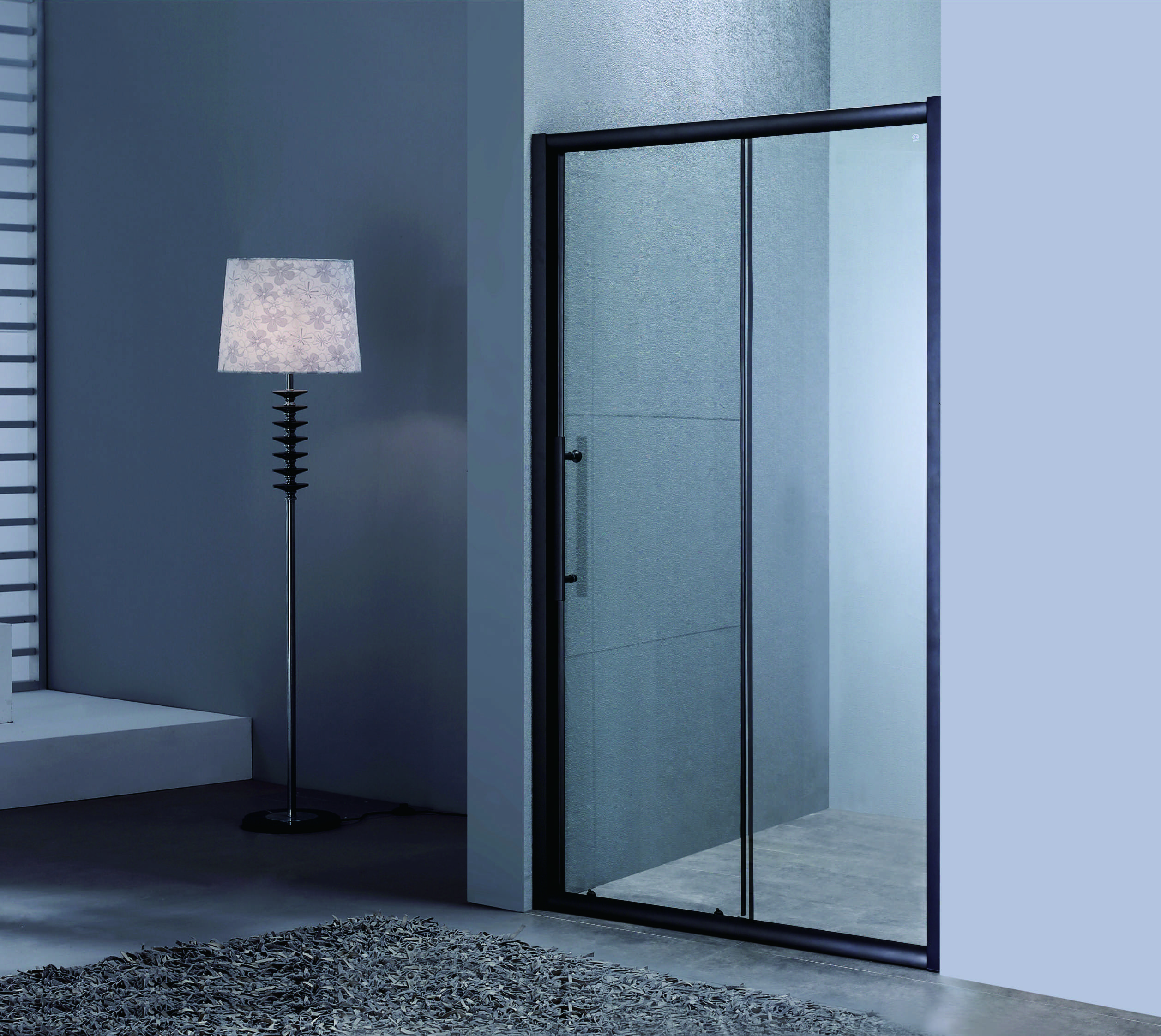 Sliding Shower Doors 120*190cm Size 5/6mm Tempered Glass Aluminium Black Frame