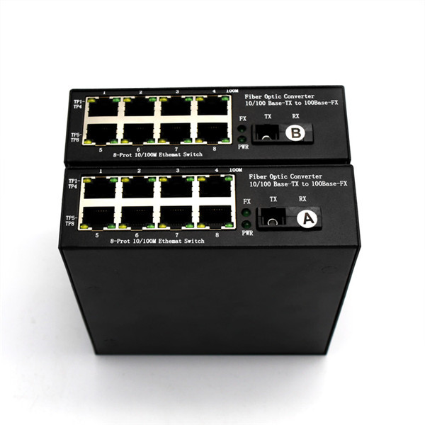 1 Fiber+8 Rj45 Port Fiber Gigabit Ethernet Media Converter High Performance