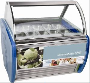 China 10 Pans Blue Hard Ice Cream Display Freezer Custom For Store / Mall on sale