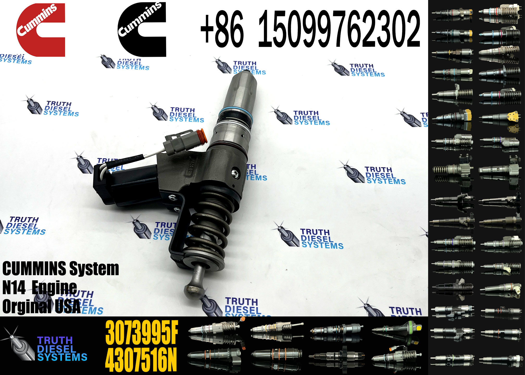 Common Rail Diesel Fuel Injector 4307795 3073995F 4384360 3411762 4307516N 3411767T 3407776 For Cum-mins QSN14 N14