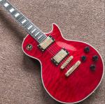 New style high-quality custom LP electric guitar, Burst color Quilte Maple red