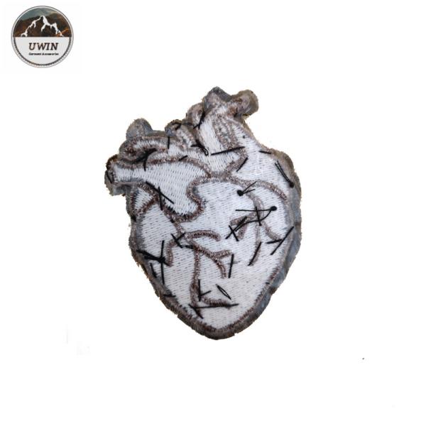 Self Adhesive Black Large Heart Patch , Beads Material Embroidered Star Patches