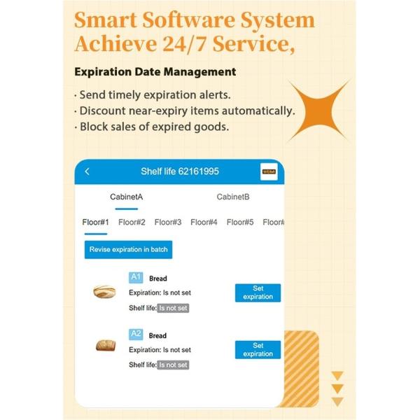 Outdoor Bakery Vending Machine with 22-Inch Touchscreen and 42 Lockers