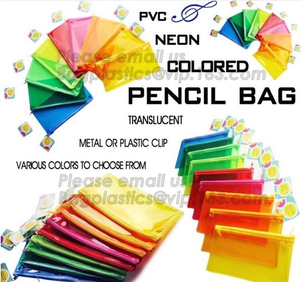 plastic clear transparent color pvc zipper pencilcase/pencil bag, New funny
