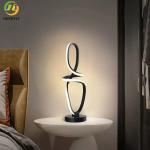 Nordic Modern Led Bedside Table Lamp Black Geometric Minimalist For Indoor