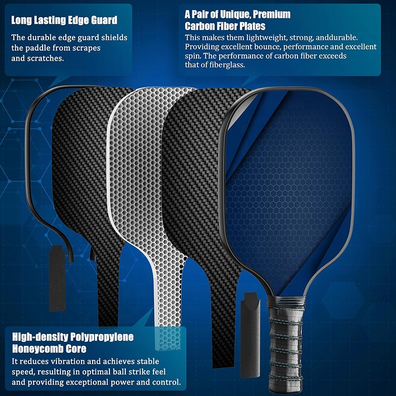 Rectangular Shape Pickle Ball Rackets , Womens Pickleball Paddles 16mm