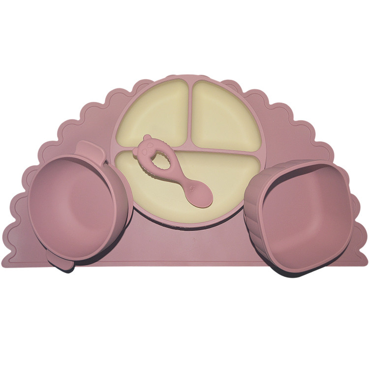 Ergonomic Silicone Baby Feeding Set Silicone Childrens Plates Fork And Spoon For Toddlers