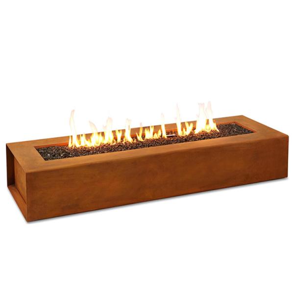 Gas Propane Heating Corten Steel Fire Pit 1200 X 600 X 320mm Courtyard