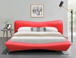 Red Faux Leather Bed Frame Plywood Metal Legs Leather Bed Manufacturers