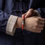 Feng Shui Wealth Bracelet Red Cinnabar Natural Crystal Onyx Relief Reiki Healing