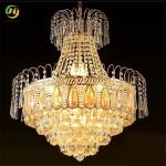 Gold Indoor Lustre Modern Crystal Pendant Light Dia 60cm For Living Room