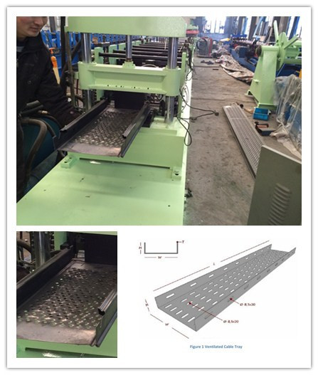 PLC Cable Tray Roll Forming Machine , Cable Tray Punching Machine Gear Box Driven
