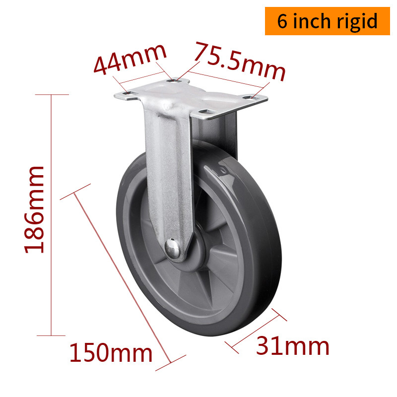 EDL Medium Duty Zinc Coating 6inch 130kg Plate TPU Caster by Rigid, Swivel and Brake type 5716P-77