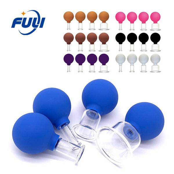 4 Pcs Glass And Silicone Vacuum Suction Hijama Set Rubber Silicone Facial And