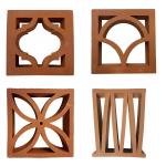 Natural Red Clay Terracotta Hollow Blocks Jali Tiles For Wall Cladding Wind Size