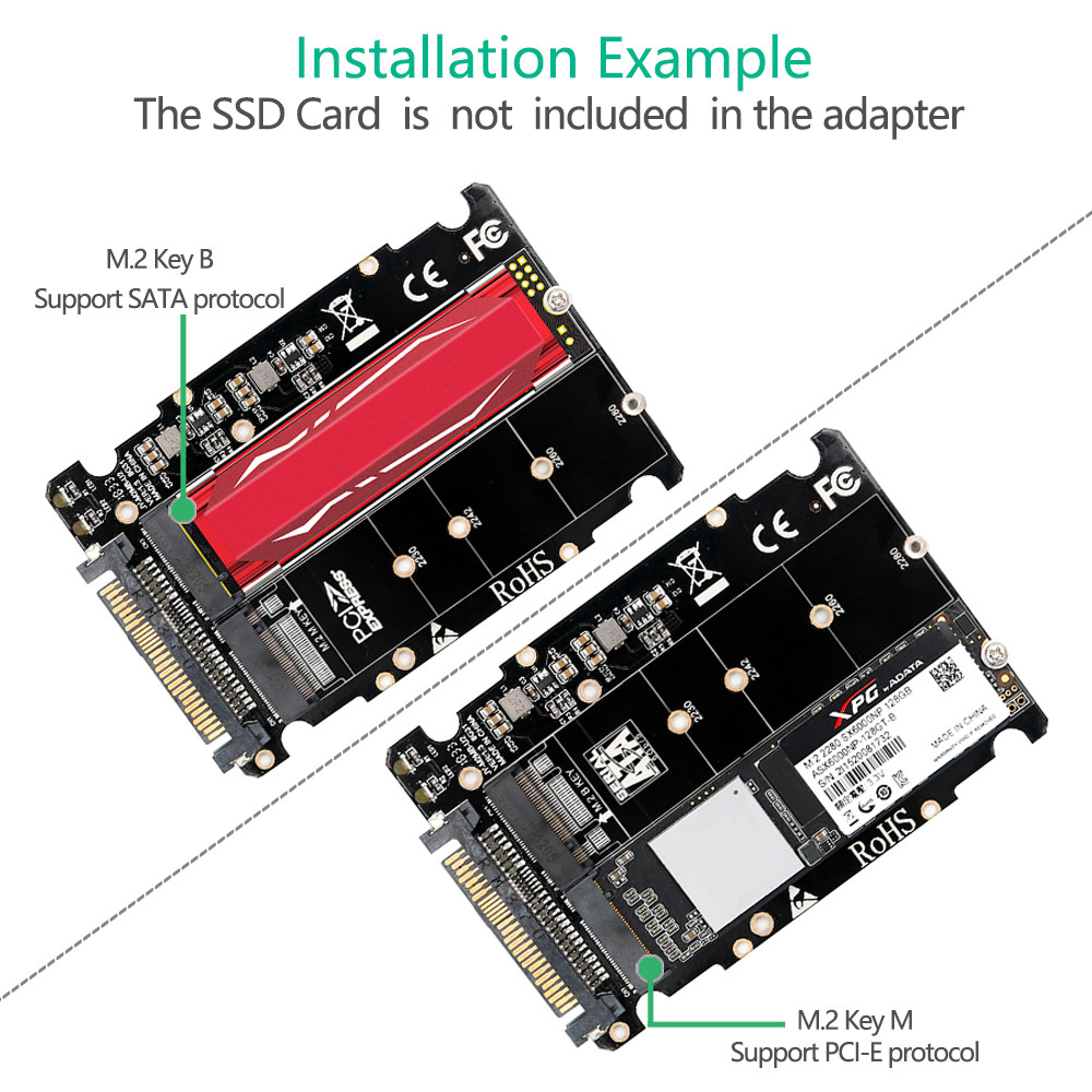 M.2 SSD To U.2 PCI E Adapter M.2 NVMe SATA Bus U.2 SFF-8639
