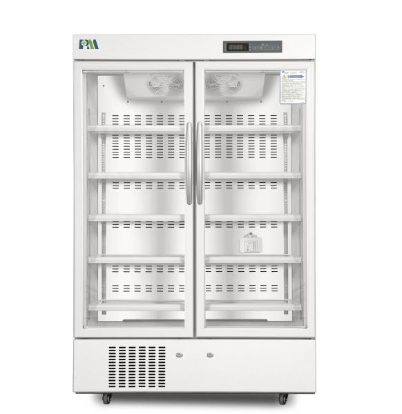 2-8 Degree Double Glass Door Biomedical Pharmacy Grade Refrigerator With LED