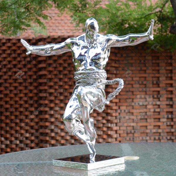 Cast Stainless Steel Figure Sculpture , Contemporary Outdoor Metal Sculpture