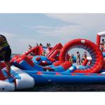 Red and Blue Inflatable Aqua Park , 0.9mm PVC Tarpaulin Inflatable Sports Park