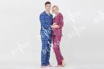 Lovers Pyjamas Cotton Yarn Dyed Check Flannel Long Sleeve Long Pants Satin