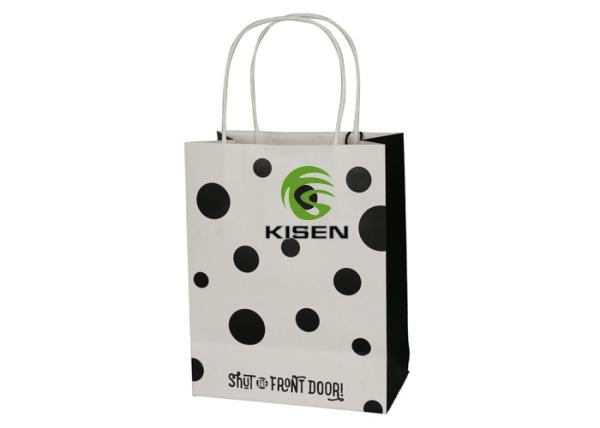 White Paper Carrier Bags With Twisted Handles , Shopping Recycled Kraft Paper