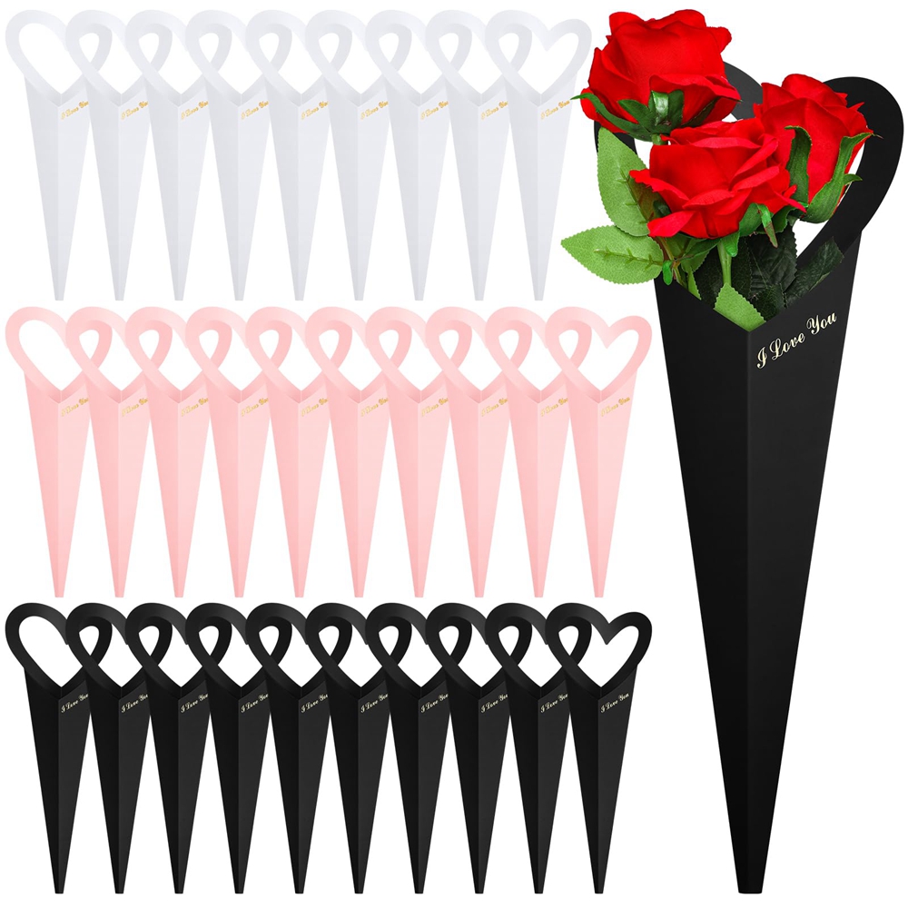 Handmade Custom Heart Bouquet Floral Arrangement Packaging Kraft Paper Box Bag for Flower