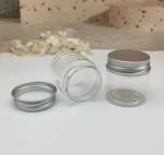 1oz 30g 30ml Round Transparent PET Plastic Cosmetic Jar With Aluminum Screw Cap